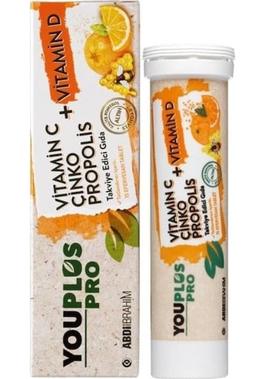 Youplus Pro Vitamin C D Çinko Propolis 15 Efervesan Tablet