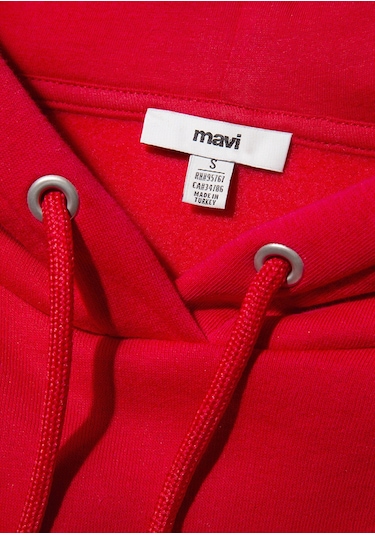 Mavi - Mavi Logo Baskılı Kapüşonlu Kırmızı Sweatshirt 168334-35476 Kırmızı