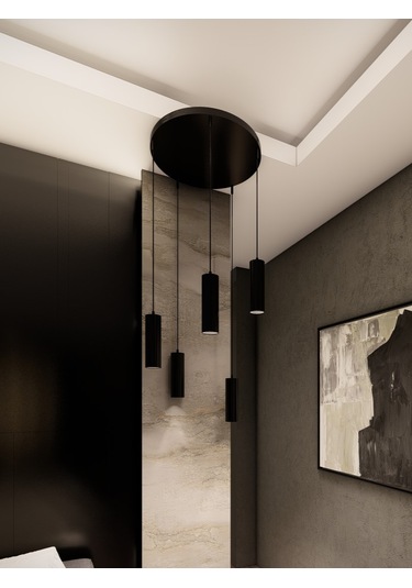 Zenya Siyah Renk 5'li Spot Avize- Modern Tavan Sarkıt, Gu10 Duy