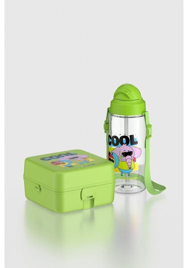 Renga Leya Kral Şakir Desenli 1000 Ml Çocuk Beslenme Kabı Ve 500 Ml Suluk Seti 222051 Yeşil Yeşil