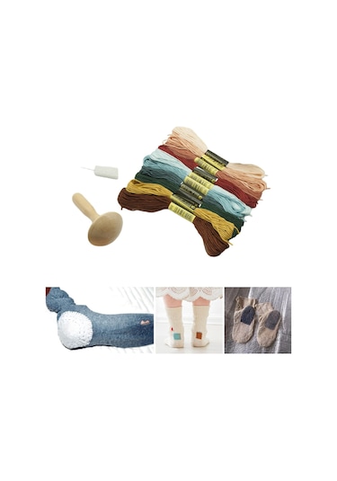 Suntek Manuel Dıy Örme Mantar Yama Alet Kiti, Çorap Atkıları Için İpliklerle Birlikte