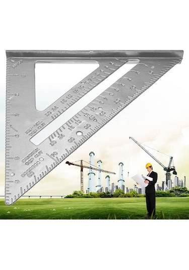 Pazly Profesyonel Alüminyum Üçgen Cetvel - Marangozlar İçin 262x185x185mm Hassas Ölçüm Aracı
