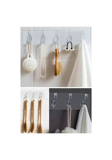 Babylondy Yapışkanlı 5'li Şeffaf Askı Pratik Şeffaf