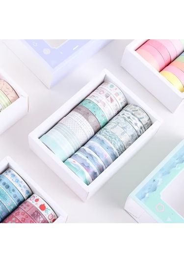 Share Vintage Washi Tape Bant Yapışkanlı Maskeleme Kağıdı Desenli Bant 20'li - Orman Stili Desenler 1