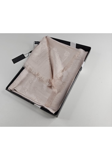 Miorel Scarfs G Desen Çift Taraflı Kaşmir İpek Şal 4 Mevsim Soft Pamuklu Şal Pudra