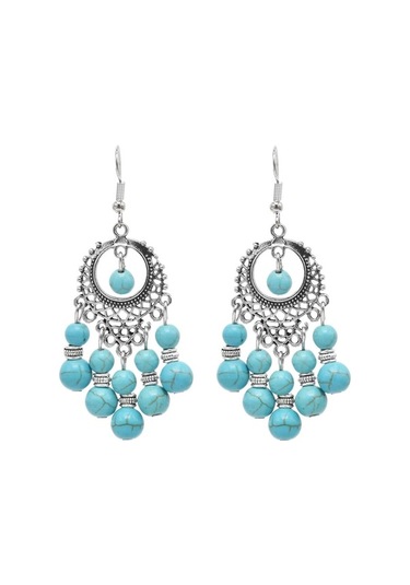 Ganzhoushop Taş Mor Mavi Küpeler Kırmızı Kadınlar İçin Etnik Damla Çingene Bohem Küpe Modeli Wv Mor