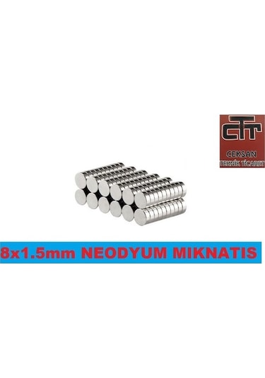 50 Adet Neodyum Mıknatıs D8 X 1.5Mm Kalınlık Ekstra Kuvvetli
