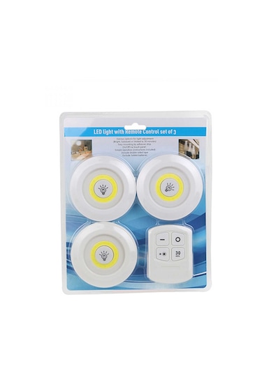 3Lü Uzaktan Kumandalı Yapışkanlı Kablosuz Led Spot  Lambalar