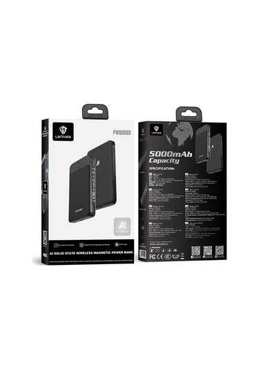 Lenyes Pw0008d Pd 20w Led Ekran Yapay Zeka Destekli Ultra İnce Wireless Powerbank 15w 5000mah Siyah Siyah