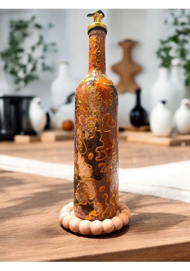 El Yapımı Altın Varaklı Yağdanlık Tasarım Sunum Standı İle Şık Mutfaklar Ve Sofralar Metalik