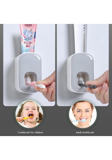 Gri Otomatik Diş Macunu Dispenseri Tutucu Duvara Monte Sıkacağı Diş Macunu Çocuklar Ev Banyo Aksesuarları Için Gri