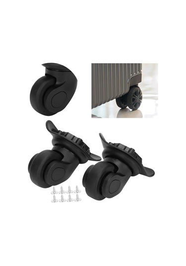 Geeroyoo Sessiz Tek Satırlı Valiz Tekerlekleri, Dayanıklı Pp+pet Malzeme, Kolay Kurulum, Siyah 2 Adet, Çivi Setiyle