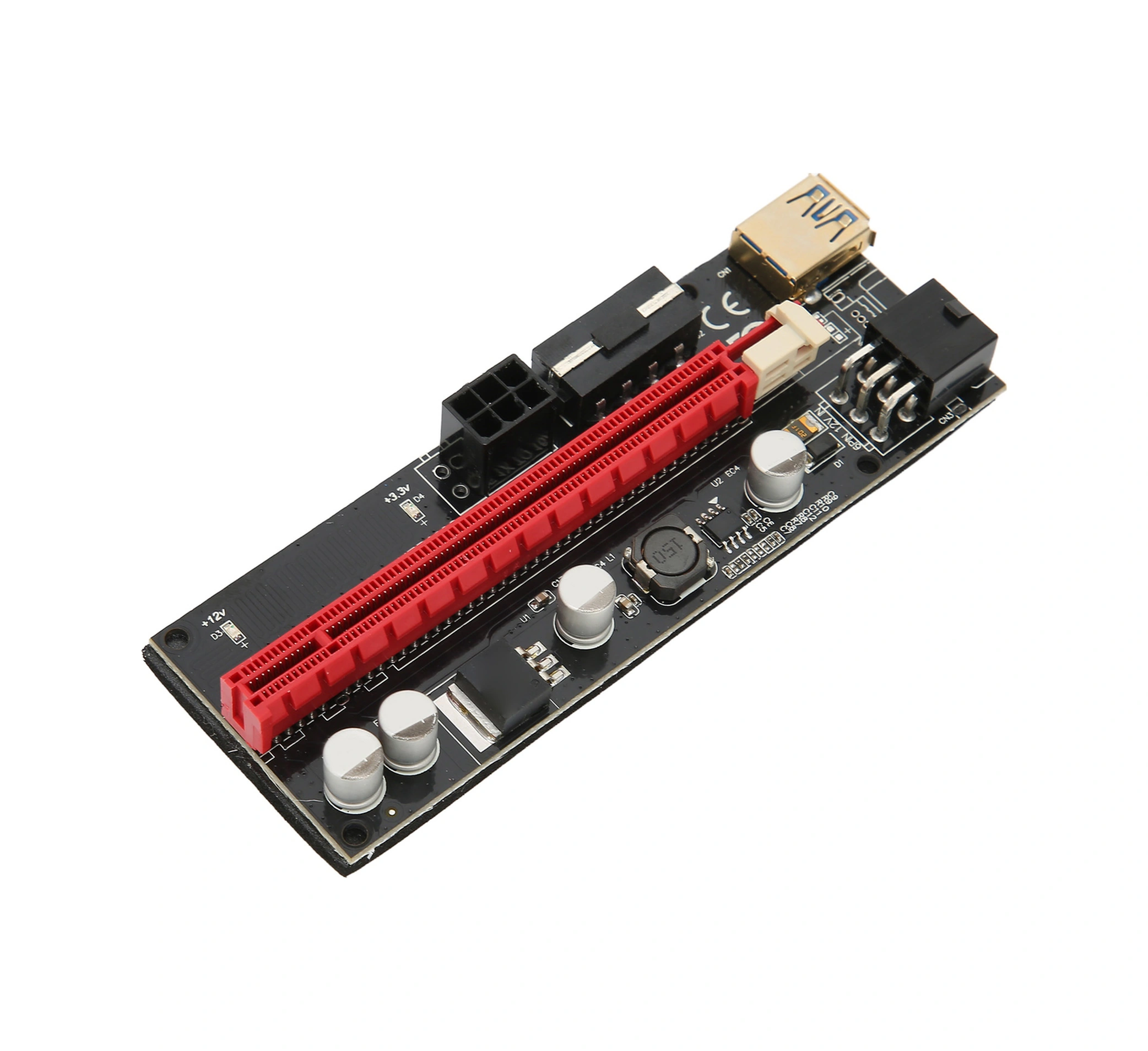 Xiyyadms Pcıe Riser 1x-16x Grafik Kart Genişletici, Usb3.0 Kablolu, 4+6pin Güç Arayüzü, Sabit Kanca Tasarımı, Anakart Yükünü Azaltır, Madencilik Uyumlu Ver009s