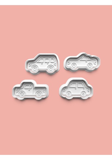 Arabalar Kurabiye Kalıbı Ve Şeker Hamuru Kalıbı 4'lü Set