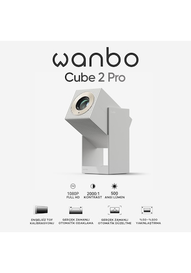 Wanbo Cube 2 Pro Projeksiyon Cihazı 500 Ansilümen