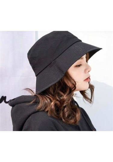 Nacar Store Kadın Uv Korumalı Balıkçı Şapka Bıucket Şapka Siyah Beyaz