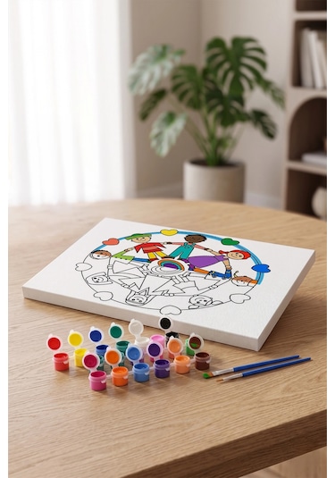 Sevgi Çemberi Desenli Mandala Ahşap Boyama Seti 40x50 Cm
