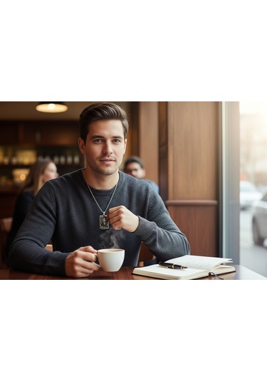 Büyük Aslan Başı Çelik Kolye Ucu Silver