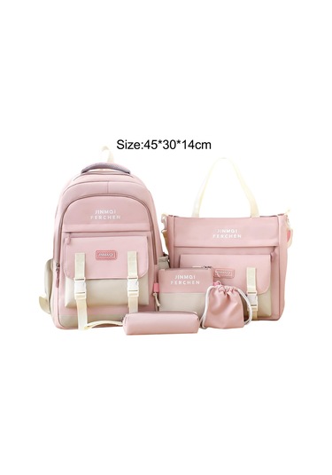 Suntek Okul Çantaları Set Tuval Sırt Çantası Kalem Çanta Pembe