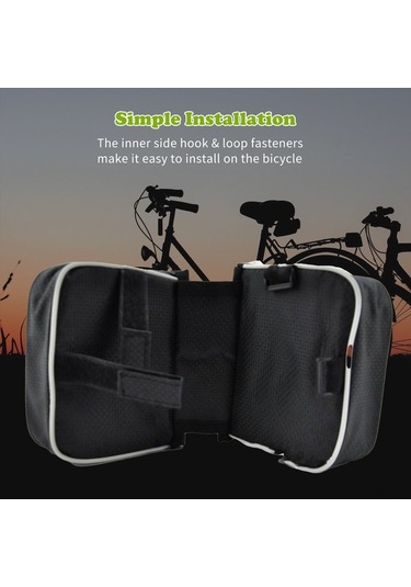 Pazly Çerçeve Çantası - Büyük Kapasiteli, Reflektörlü, Telefon Cebi İle Güvenli Bisiklet Sürüşü Siyah