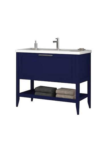 Orka Bastle 100 CM Mat Lacivert Banyo Dolabı Alt Modül ve Lavabo Lacivert