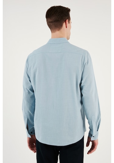 Buratti Pamuklu Regular Fit Düğmeli Yaka Erkek Gömlek Cf20S111871 Aqua