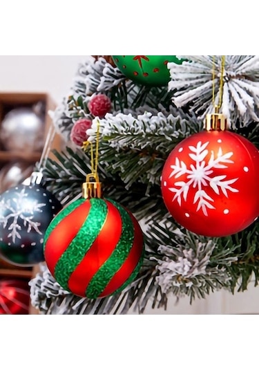 Pazly Yeşil 40 Adet Noel Topu Ağacı Süsü, Yıldızlı Kolye, Hediye Kutusu, Ev Dekoru Yeşil