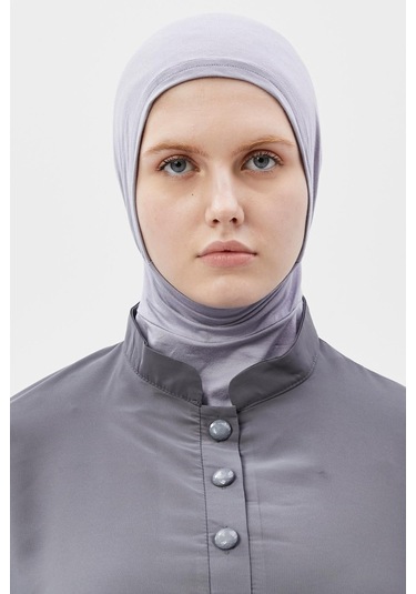 Kadın Tesettür Pratik Boyunluklu Hijab - Sporcu Bone Gri