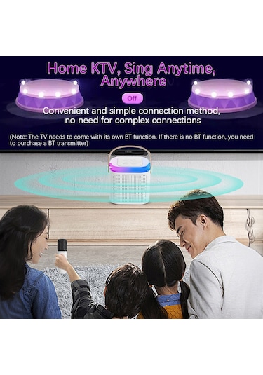 Maiyame Profesyonel Mini Karaoke Hoparlör Ve Mikrofon Seti, 5 Ses Efekti, Eko Ve Ses Ayarları, Pembe/beyaz Seçenekli