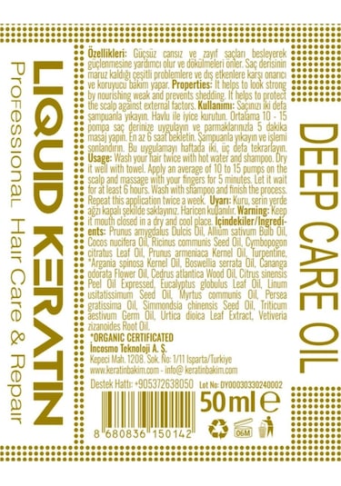 Dökülme Önleyici Saç Güçlendirici Doğal Keratin Dip Bakım Yağı 50ml