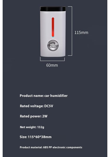 Araç Ve Ev Ultrasonik Hava Nemlendirme Cihazı Nano Sprey Araç İçi Buharlı Koku Difüzörü