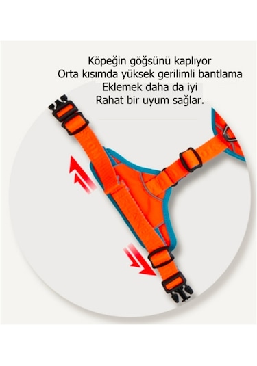 Interlaken Earthtech Slim 3.0 Köpek Göğüs Tasması Mavi - Turuncu L Mavi - Turuncu