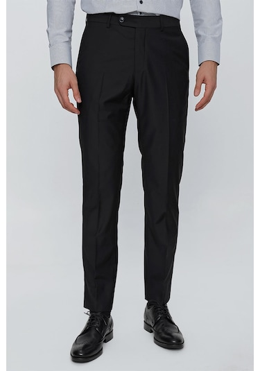 Siyah Gabardin Yan Cepli Slim Fit Dar Kesim Basic Pantolon 1003240013-siyah Siyah