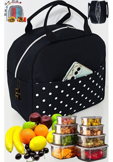 Sıcak, Soğuk Isı Yalıtımlı Termal Termoslu Yemek, Mama, Beslenme, Gıda Için Taşıma Çantası Siyah - Taba