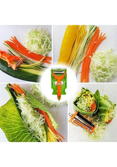 Cocororo Soyucu, Meyve Ve Sebze Soyucu, Pelador Çok Amaçlı Çift Cuchilla, Patates, Portakal, Limon İçin Julienne Şeritleri, Limon Sıkacağı Ve Patates Spirali 1 Adet Siyah