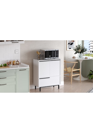Robin Home Lidya Mutfak Dolabı Mikrodalga 3 Kapaklı Metal Ayak