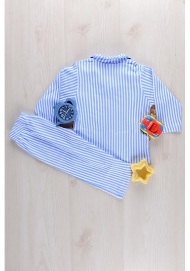 Lemoon Çizgili Düğmeli Çocuk Pijama Takımı C83294 001