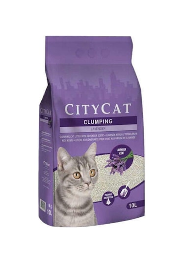 City Cat Lavanta Kokulu İnce Topaklaşan Bentonit Kedi Kumu 10 L