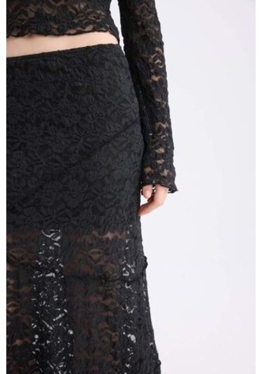 Defacto Coool A Form Yüksek Bel Dantel Maxi Etek E1795ax24wnbk81 Siyah