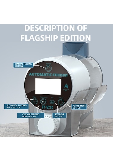 Pazly Zamanlayıcılı Elektrikli Balık Yemi Makinesi, Otomatik/manuel Akvaryum Balık Yemi Dağıtıcısı
