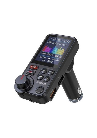 Artfulabode Verici Usb Şarj Renkli Müzik Mp3 Fm Ekranlı Çift Hoparlörlü Araç Adaptörü 1.8 İnç