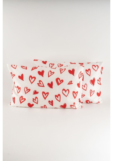 Soley Mix & Match Lover %100 Pamuk 2'li Yastık Kılıfı Seti Beyaz