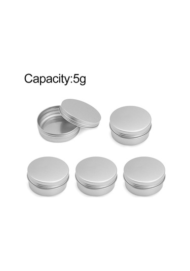 Sones 5 Adet İplik Doldurulabilir Alüminyum Paketleme Kutusu Kozmetik Küçük Saklama Kutusu, Kapasite: 5g Gümüş