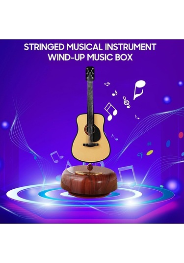 Ulzyvf Mini Elektro Gitar Müzik Kutusu - Kahverengi Çalgı Maketi Hediye Kahverengi