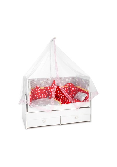 Hugoy Lüks Güpürlü Bebek Beşik Cibinlik + Demir