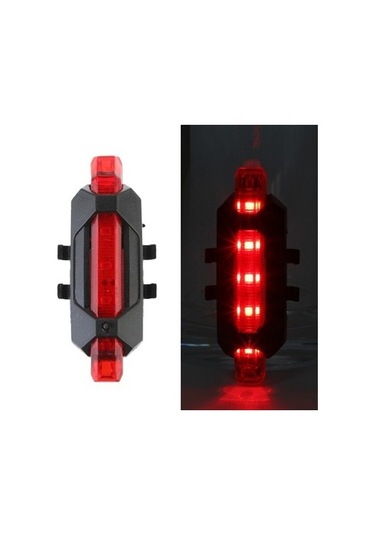 Şarjlı Bisiklet Işığı Led Çok Fonksiyonlu Usb Girişli - Kırmızı