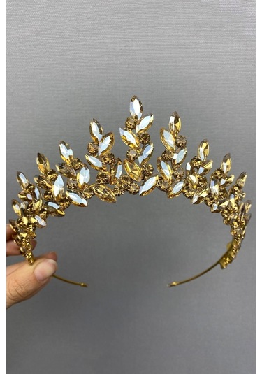 FdayAksesuar Bal Rengi Subra Gelin Kına Tacı Ve Küpesi FRDY31689