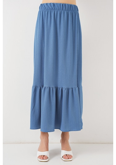 1886 Uzun Örme Etek - İndigo İndigo