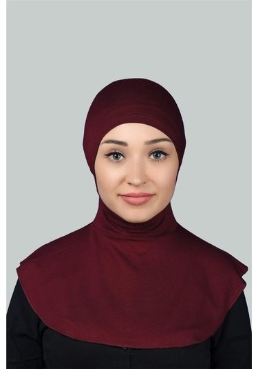 Kadın Tesettür Pratik Boyunluklu Hijab - Sporcu Bone Bordo