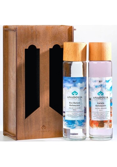 Anadolia Aşkı Dilhun 80 Cam Şişe Ahşap Kutulu 2'li Kolonya Seti